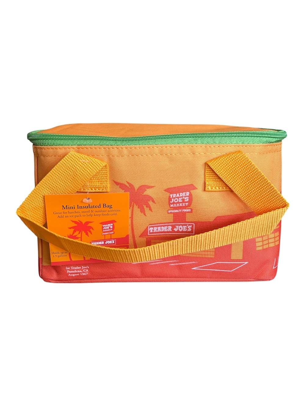 Trader Joe's Mini Insulated Tote Bag Orange & Yellow New with Tags